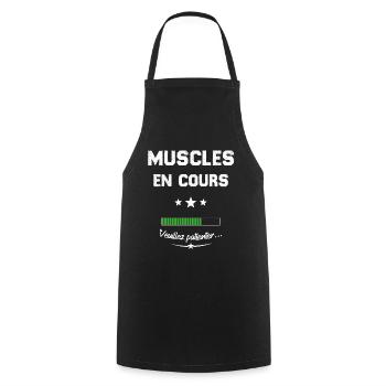 Homme musclé En cours veuillez patienter - Tablier de cuisine - noir - Devant - AI Model Male 185 dark (185cm)