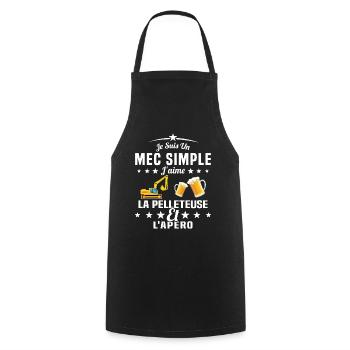 Un Mec Simple J'aime La Pelleteuse Et L'apéro - Tablier de cuisine - noir - Devant - AI Model Male 185 dark (185cm)