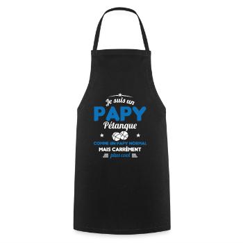 Un Papy Pétanque Comme Un Papy Normal - Tablier de cuisine - noir - Devant - AI Model Male 185 dark (185cm)