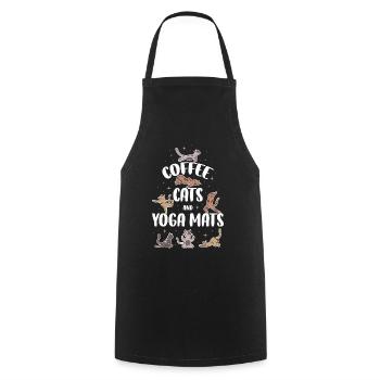 Coffee Cat And Yoga Mats Yoga Gift - Cooking Apron - black - Front - AI Model Male 185 dark (185cm)