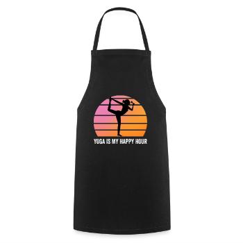 Yoga Is My Happy Hour Yoga Gift - Cooking Apron - black - Front - AI Model Male 185 dark (185cm)