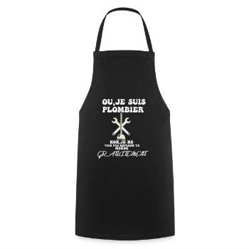 oui je suis plombier - Tablier de cuisine - noir - Devant - AI Model Male 185 dark (185cm)