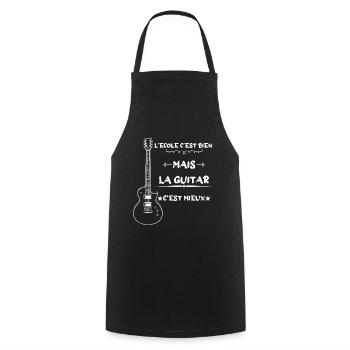 l'école c'est bien mais la guitar c'est mieux - Tablier de cuisine - noir - Devant - AI Model Male 185 dark (185cm)