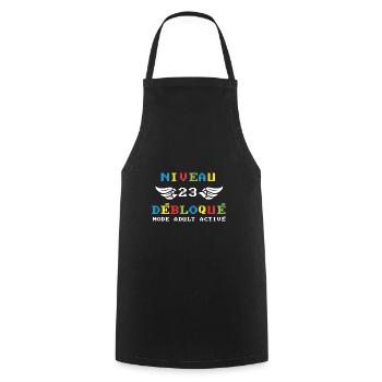 Niveau 23 Débloqué mode adult activé - Tablier de cuisine - noir - Devant - AI Model Male 185 dark (185cm)