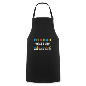 Niveau 33 Débloqué mode adult activé - Tablier de cuisine - noir - Devant - AI Model Male 185 dark (185cm)