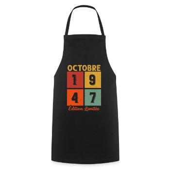 Vintage Cadeau D'anniversaire En Octobre 1947 - Tablier de cuisine - noir - Devant - AI Model Male 185 dark (185cm)