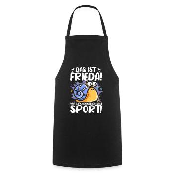 Das ist Frieda Wir machen gemeinsam Sport Joggen - Kochschürze - Schwarz - Vorne - AI Model Male 185 dark (185cm)