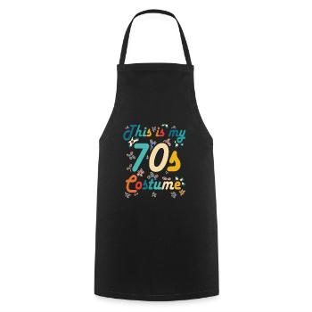 Das ist mein 70er Jahre Kostüm Retro Vintage Hippy - Kochschürze - Schwarz - Vorne - AI Model Male 185 dark (185cm)