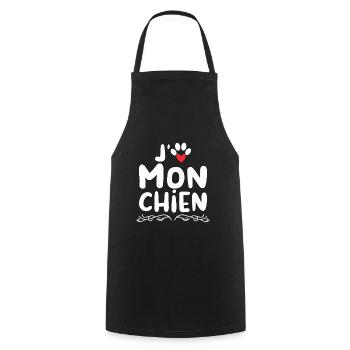 J aime mon chien - Tablier de cuisine - noir - Devant - AI Model Male 185 dark (185cm)