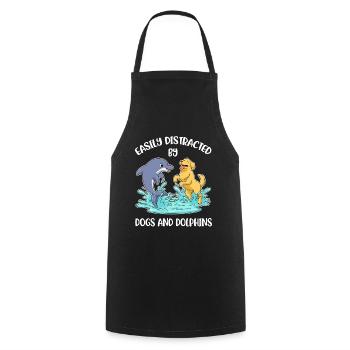 Distrait par les chiens et les dauphins Dolphin Gift - Tablier de cuisine - noir - Devant - AI Model Male 185 dark (185cm)
