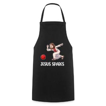 Jésus épargne le bowling Jésus Cadeau - Tablier de cuisine - noir - Devant - AI Model Male 185 dark (185cm)