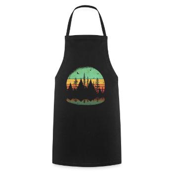 Retro Wald Outdoor Wandern Natur - Kochschürze - Schwarz - Vorne - AI Model Male 185 dark (185cm)
