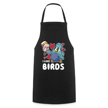I Like Birds Bird Gift - Cooking Apron - black - Front - AI Model Male 185 dark (185cm)