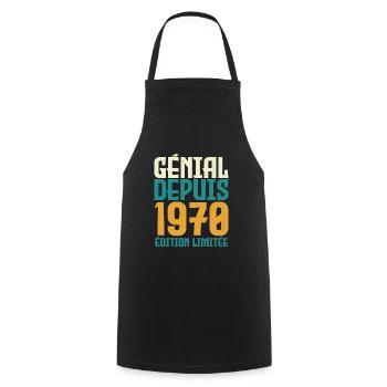 Génial depuis 1970 - Tablier de cuisine - noir - Devant - AI Model Male 185 dark (185cm)