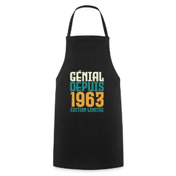Génial depuis 1963 - Tablier de cuisine - noir - Devant - AI Model Male 185 dark (185cm)