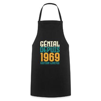 Génial depuis 1969 - Tablier de cuisine - noir - Devant - AI Model Male 185 dark (185cm)