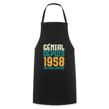 Génial depuis 1958 - Tablier de cuisine - noir - Devant - AI Model Male 185 dark (185cm)