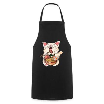 Ramen Eating Cat Kawaii Anime Baka Japonais - Tablier de cuisine - noir - Devant - AI Model Male 185 dark (185cm)