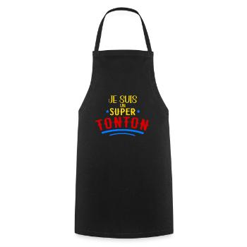 Je Suis Un Super Tonton Cadeau Annonce Grossesse - Tablier de cuisine - noir - Devant - AI Model Male 185 dark (185cm)