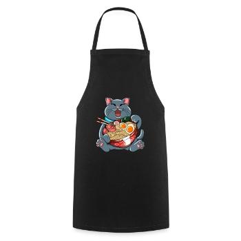 Ramen essende Katze Kawaii Anime Baka japanisches - Kochschürze - Schwarz - Vorne - AI Model Male 185 dark (185cm)