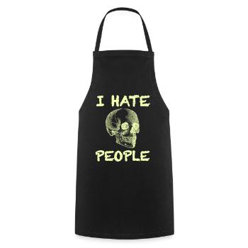 Je déteste les gens | Crâne, dictons drôles - Tablier de cuisine - noir - Devant - AI Model Male 185 dark (185cm)