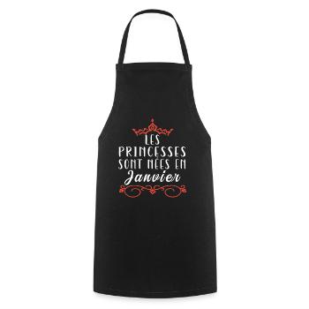les princesses sont nées en Janvier. Cadeau annive - Tablier de cuisine - noir - Devant - AI Model Male 185 dark (185cm)