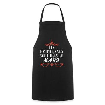 les princesses sont nées en Mars. Cadeau annive - Tablier de cuisine - noir - Devant - AI Model Male 185 dark (185cm)