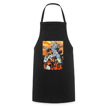 Catzilla Coucher de soleil japonais drôle Japon - Tablier de cuisine - noir - Devant - AI Model Male 185 dark (185cm)