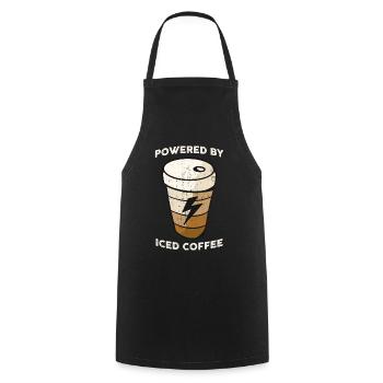 Powered By Iced Coffee Coffee Gift - Cooking Apron - black - Front - AI Model Male 185 dark (185cm)