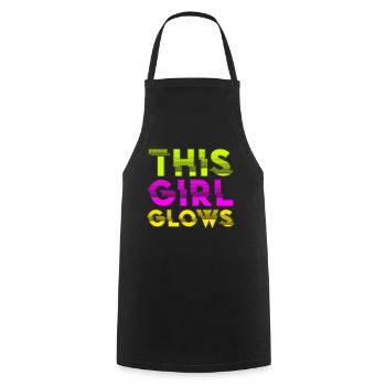 This Girl Glows Party 80er vintage farbenfrohes - Kochschürze - Schwarz - Vorne - AI Model Male 185 dark (185cm)