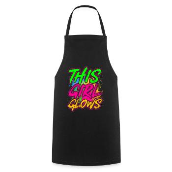 This Girl Glows Party 80er vintage farbenfrohes - Kochschürze - Schwarz - Vorne - AI Model Male 185 dark (185cm)