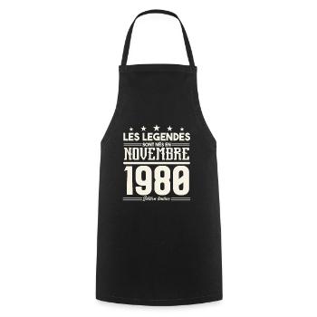 Les légendes sont nés en novembre 1980. - Tablier de cuisine - noir - Devant - AI Model Male 185 dark (185cm)