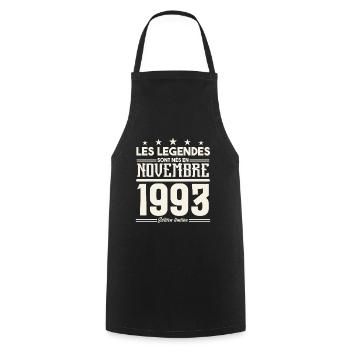 Les légendes sont nés en novembre 1993. - Tablier de cuisine - noir - Devant - AI Model Male 185 dark (185cm)