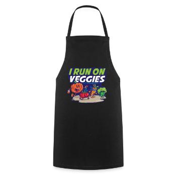 Je cours sur Veggies Vegan Cadeau - Tablier de cuisine - noir - Devant - AI Model Male 185 dark (185cm)