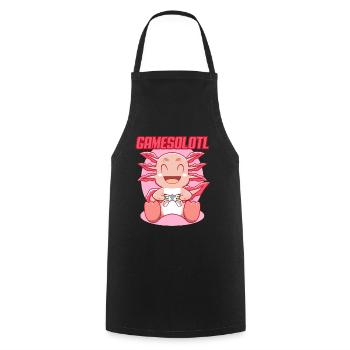Gamesolotl Axolotl als Gamer mit Headset Anime - Kochschürze - Schwarz - Vorne - AI Model Male 185 dark (185cm)