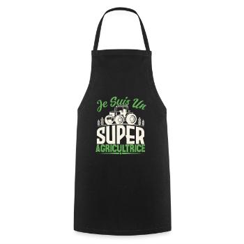 Je suis un super agricultrice. Cadeau agricultrice - Tablier de cuisine - noir - Devant - AI Model Male 185 dark (185cm)