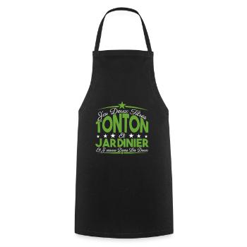 J'ai deux titres tonton et Jardinier Cadeau tonton - Tablier de cuisine - noir - Devant - AI Model Male 185 dark (185cm)