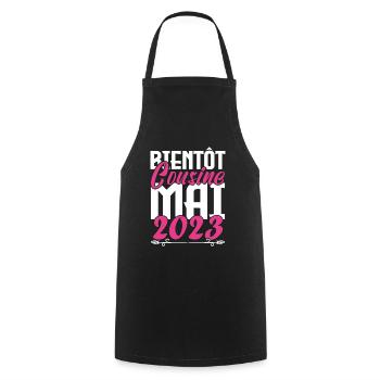 Annonce grossesse. bientôt Cousine Mai 2023. - Tablier de cuisine - noir - Devant - AI Model Male 185 dark (185cm)