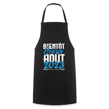 Annonce grossesse. bientôt Cousin Aout 2023. - Tablier de cuisine - noir - Devant - AI Model Male 185 dark (185cm)