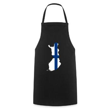Finland Flag Country Outline Shape - Cooking Apron - black - Front - AI Model Male 185 dark (185cm)