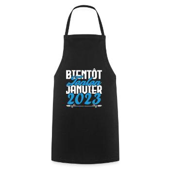 Annonce grossesse. bientôt Tonton Janvier 2023. - Tablier de cuisine - noir - Devant - AI Model Male 185 dark (185cm)