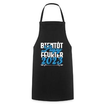 Cadeau Annonce grossesse bientôt Papy Février 2023 - Tablier de cuisine - noir - Devant - AI Model Male 185 dark (185cm)