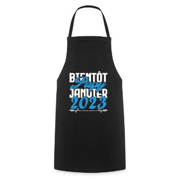 Cadeau Annonce grossesse bientôt Papy Janvier 2023 - Tablier de cuisine - noir - Devant - AI Model Male 185 dark (185cm)