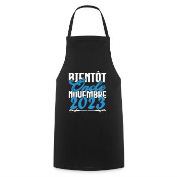 Annonce grossesse. bientôt Oncle Novembre 2023. - Tablier de cuisine - noir - Devant - AI Model Male 185 dark (185cm)