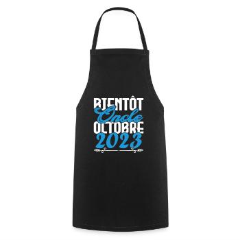 Annonce grossesse. bientôt Oncle Octobre 2023. - Tablier de cuisine - noir - Devant - AI Model Male 185 dark (185cm)