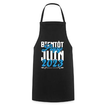 Cadeau Annonce grossesse bientôt Papy Juin 2023. - Tablier de cuisine - noir - Devant - AI Model Male 185 dark (185cm)