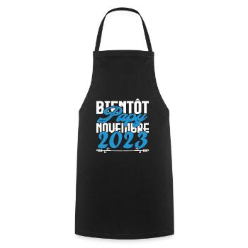 Annonce grossesse bientôt Papy Novembre 2023. Papy - Tablier de cuisine - noir - Devant - AI Model Male 185 dark (185cm)