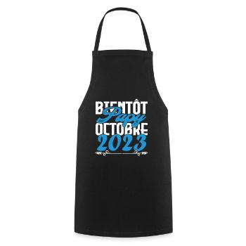 Cadeau Annonce grossesse bientôt Papy Octobre 2023 - Tablier de cuisine - noir - Devant - AI Model Male 185 dark (185cm)