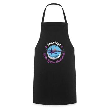 Just A Girl Who Loves Airplanes Pilot Gift - Cooking Apron - black - Front - AI Model Male 185 dark (185cm)