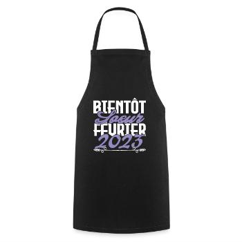 Annonce grossesse. bientôt Sœur Février 2023.soeur - Tablier de cuisine - noir - Devant - AI Model Male 185 dark (185cm)